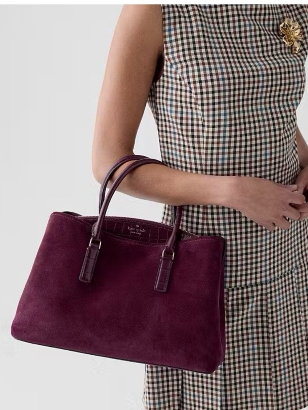 Kate Spade New York Thompson Street Suede And Croc Embossed Satchel Bag KP185